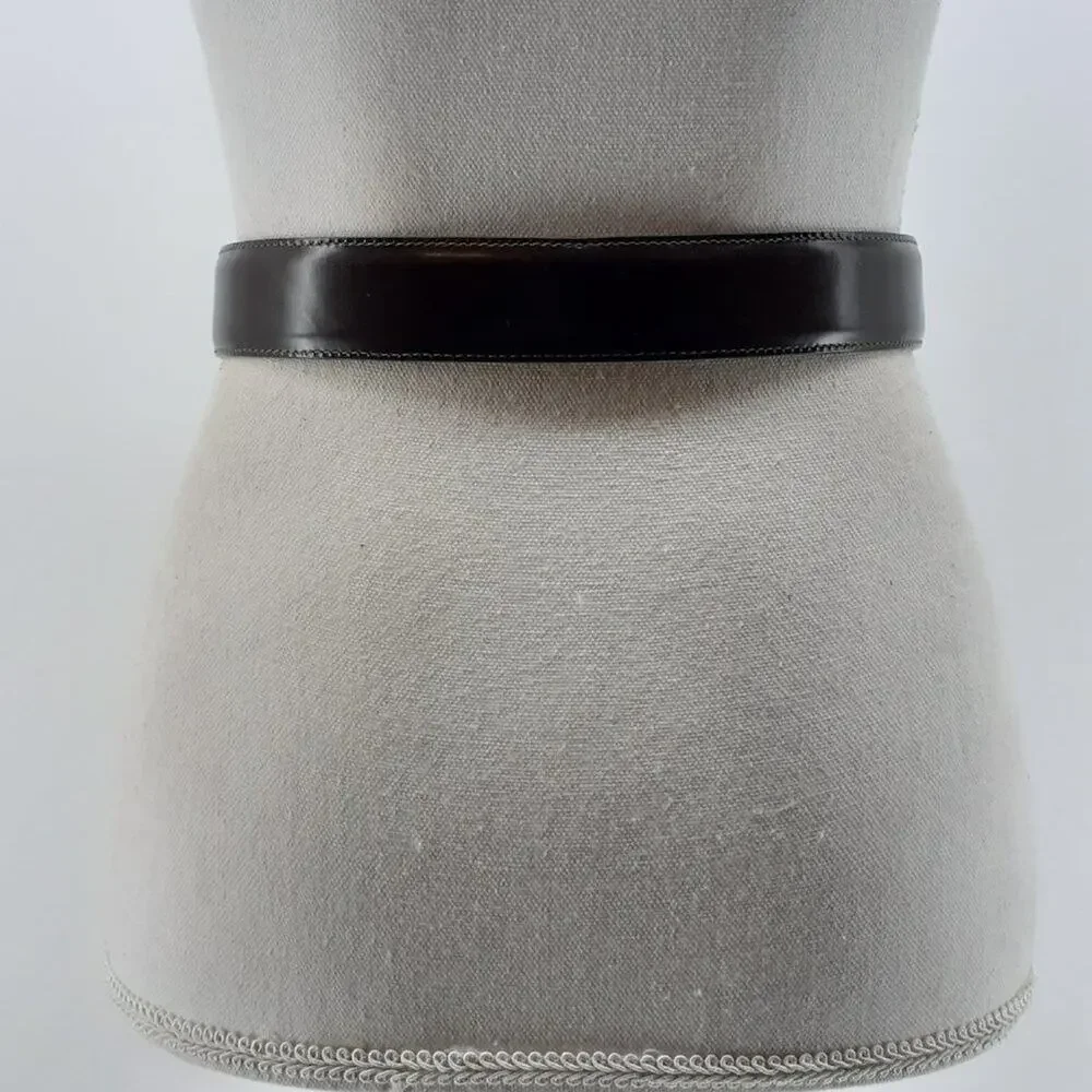 Vintage Brighton Women's Dark Brown Leather Belt Distressed Hardware Size Small
